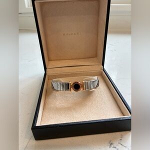 Bulgari Tubogas Onyx, 18k Pink Gold & Stainless Steel Bracelet